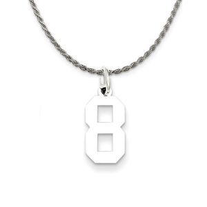 Sterling Silver Athletic Lg Polished Number 8 Necklace - 22 Inch